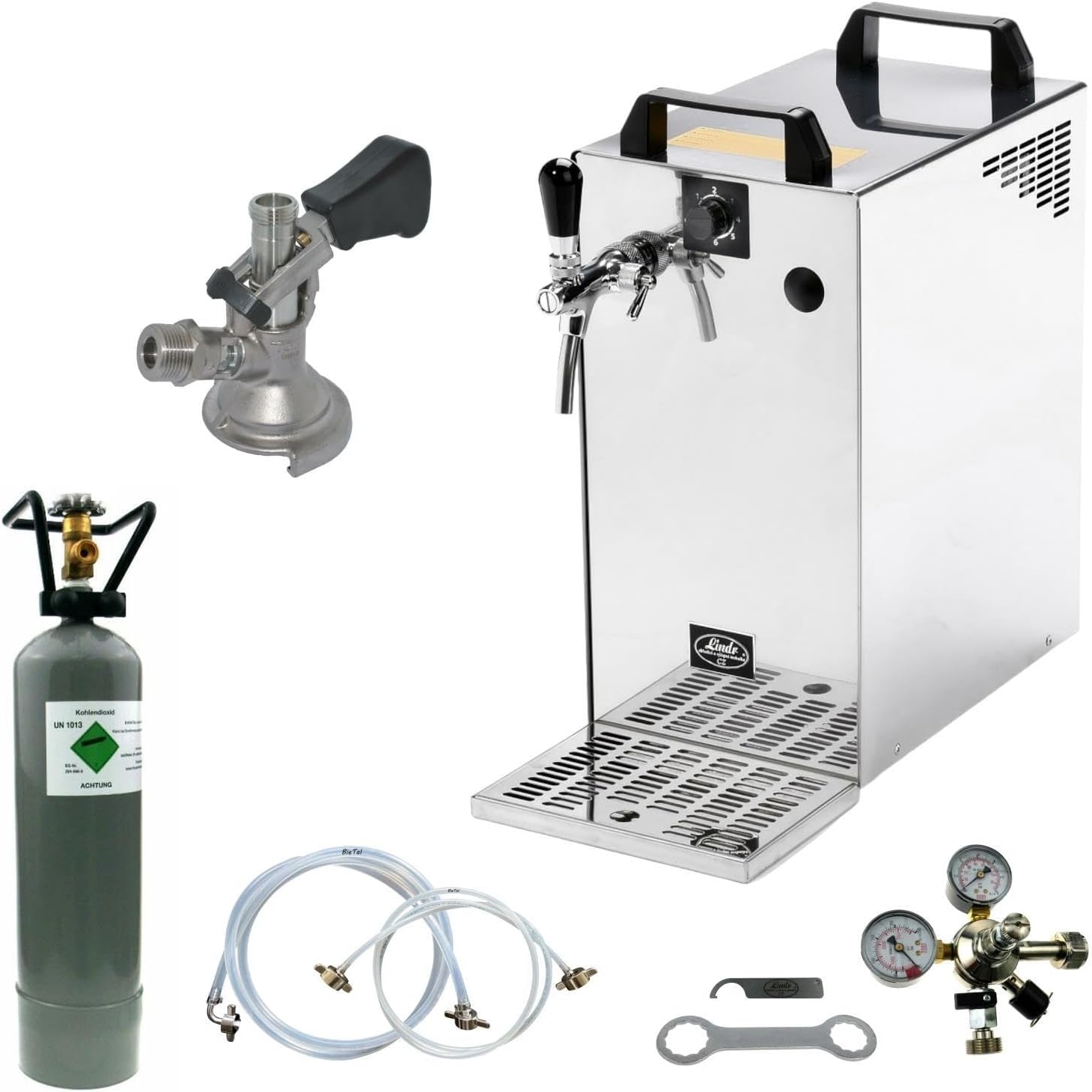 BieTal Bierkühler  Bierzapfanlage 60 Liter 1-leitig KOMPLETTSET, CO2 2 Kg, KEG Kombi