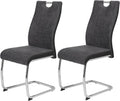 Hela Tische 2er Schwingstuhl Alina Webstoff Esszimmerstuhl, 2er Set Schwingstuhl Alina Webstoff Anthrazit, Metallgestell Rundrohr Chrom