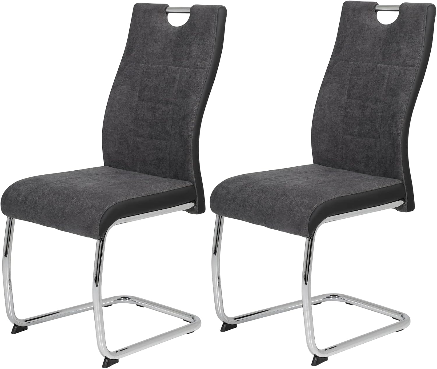Hela Tische 2er Schwingstuhl Alina Webstoff Esszimmerstuhl, 2er Set Schwingstuhl Alina Webstoff Anthrazit, Metallgestell Rundrohr Chrom