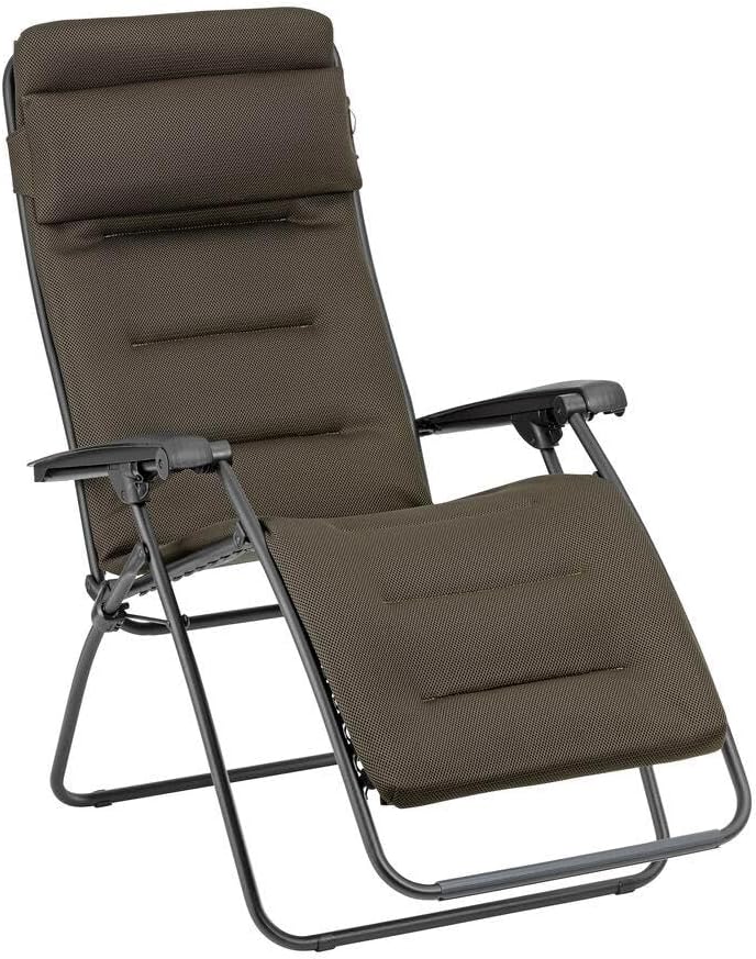 Lafuma MOBILIER, Braun Taupe LFM2058 7057-5 Jahre Garantie, Gepolsterte Zero-Gravity-Relaxliege-Garten, Rsx Clip, AirComfort