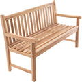 Divero 3-Sitzer Gartenbank Palermo Teakholz Sitzbank, Die Maße betragen 150 × 60 × 90 cm, wetterbeständig, unbehandelt, Natur-Braun