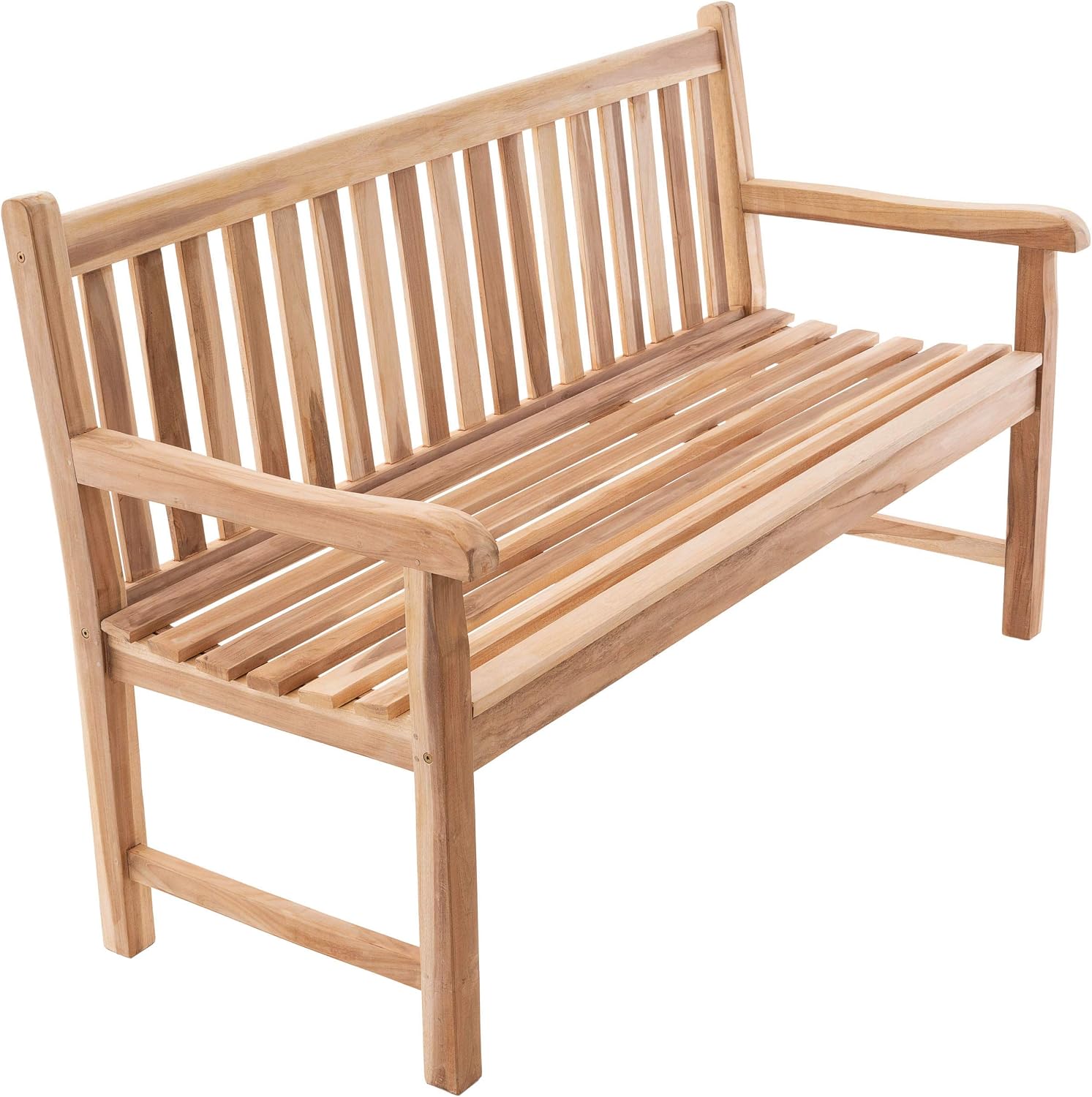 Divero 3-Sitzer Gartenbank Palermo Teakholz Sitzbank, Die Maße betragen 150 × 60 × 90 cm, wetterbeständig, unbehandelt, Natur-Braun