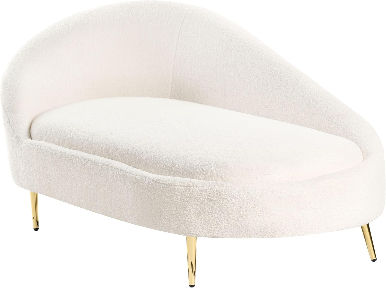 Beliani Sofa Chaiselongue Links Bouclé Creme weiß , Cremeweiß/Gold