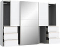 FORTE Winn 2 Schwebetürenschrank 270, 269,7 cm breit x 200,5 cm hoch x 61 cm tief, Weißer Kleiderschrank, Moderner 2-türiger Schrank, Holzwerkstoff