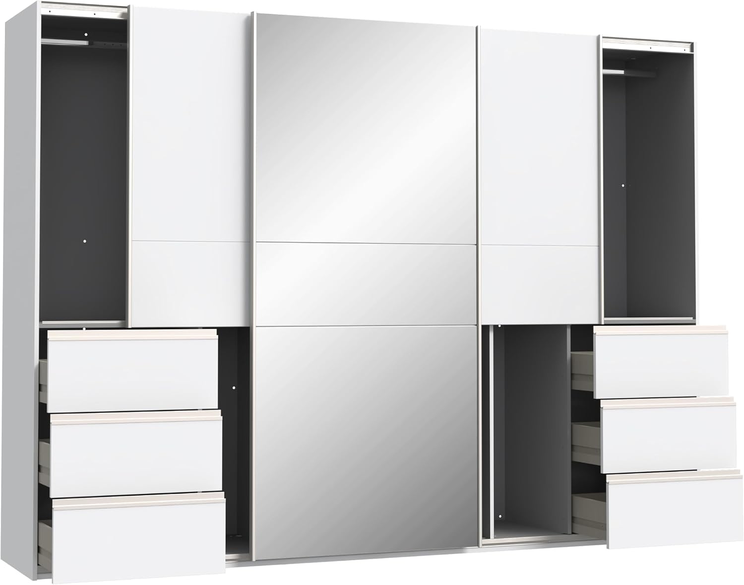 FORTE Winn 2 Schwebetürenschrank 270, 269,7 cm breit x 200,5 cm hoch x 61 cm tief, Weißer Kleiderschrank, Moderner 2-türiger Schrank, Holzwerkstoff