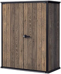 Keter Signature Garten Schränk, 1400 Liter, 1400 L, Walnuss Holz-Design, abschließbar, wetterbeständige Ausführung, Walnuss/Schwarz, Stauraum