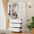 VOWNER Kleiderschrank, 80 × 180 × 48 cm, 2 Schrank, Garderobenschrank mit viel Stauraum, Vielseitiger Schwebetürenschrank mit 3 Schubladen, Weiß