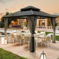UDPATIO 3 × 3 m Pavillon Polycarbonat mit Vorhängen, Grau