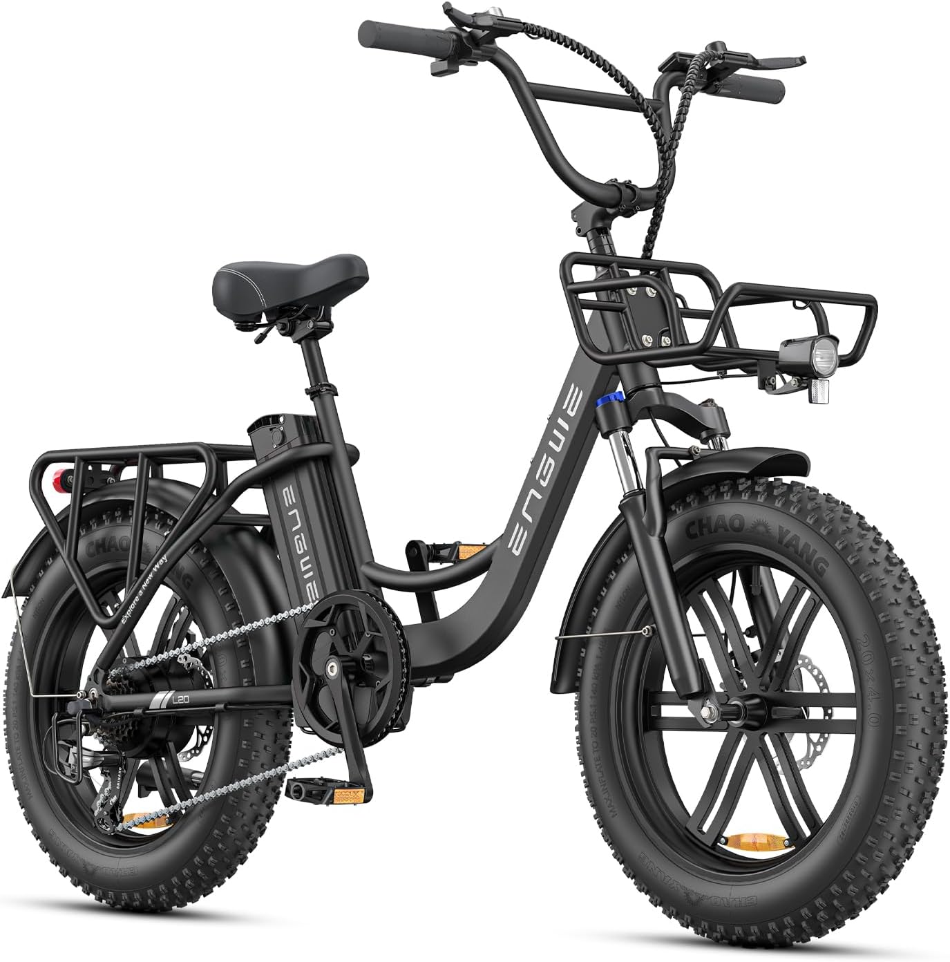ENGWE L20 Boost Elektrofahrrad für Erwachsene, Herausnehmbarer Akku mit 48 V 13 Ah, 7 Gänge Ebike, Reichweite bis zu 126KM, 20 × 4,0 Fat-Reifen
