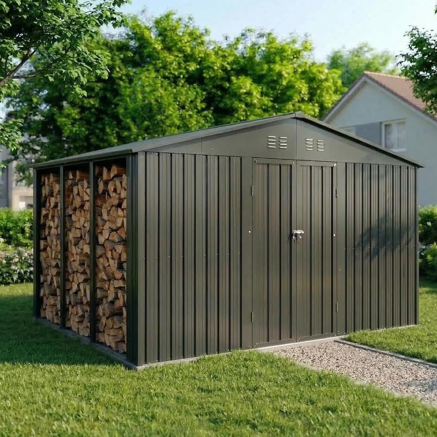 Albatros Gerätehaus 4XL Anthrazit RAL 7016 387 × 326 × 204 cm, 25,7m3