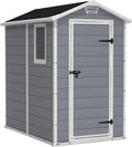 Keter Manor 4 × 6S Gartenhaus wetterfest 3.8m3, Außenmaße: BxTxH: 130 × 192 × 198 cm, Innenmaße: BxTxH: 111 × 177 × 190 cm, Grau, Kunststoff, Outdoor